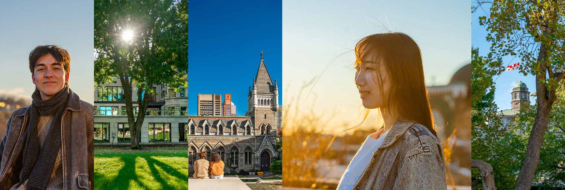 Student portraits and views of McGill's campuses